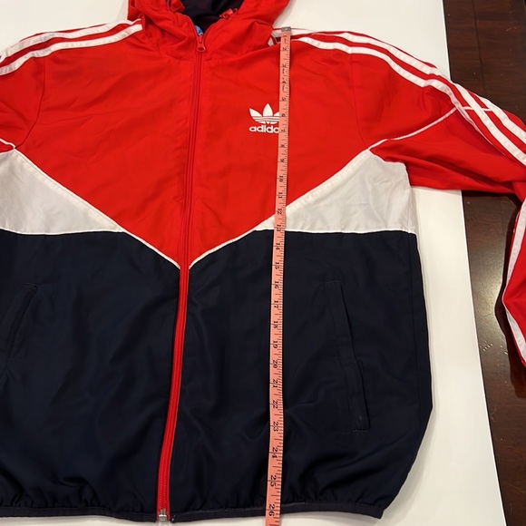 Adidas unisex size small windbreaker retro red white blue trademark 3 Stripe Y2K - Picture 11 of 16